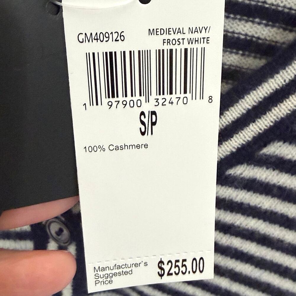 NWT MAGASCHONI blue and white cashmere V NECK cardigan sweater size small - Picture 4 of 7